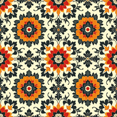 abstract seamless pattern ornament, old tile floor