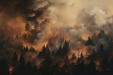 Tuinposter Forest fire. Wildfire. Natural disaster. illustration. Generative Ai © ArtmediaworX