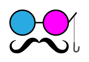 Icono de gafas clásicas con bigote. - obrazy, fototapety, plakaty