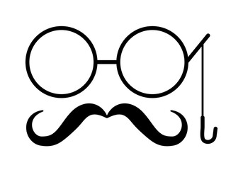 Icono de gafas clásicas con bigote. - obrazy, fototapety, plakaty