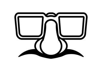 Icono de gafas con nariz y bigote. - obrazy, fototapety, plakaty