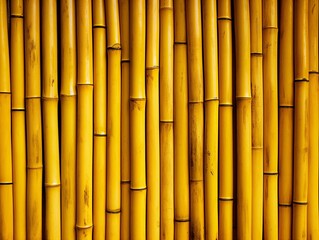 a wall of yellow bamboo