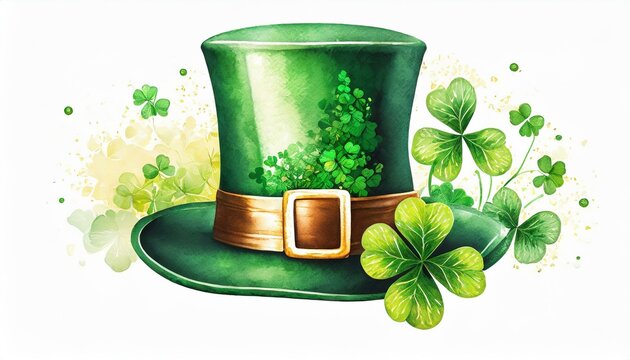 St. Patrick's Day Hat with Clover Isolated on white background