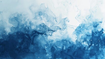 Fototapeta na wymiar Blue Watercolor Abstract Canvas Art
