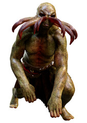 3D Rendering Male Alien on White