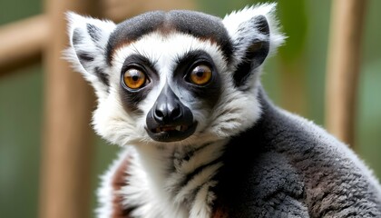 Obraz premium A Lemur With Its Fur Fluffed Up Trying To Appear 