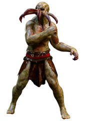 3D Rendering Male Alien on White