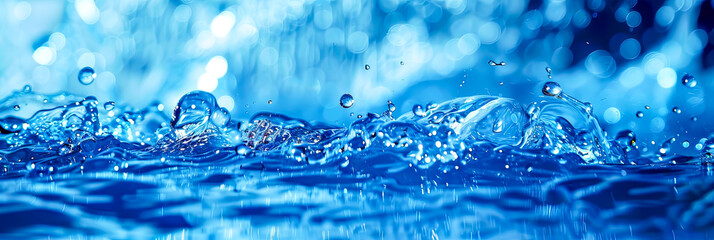 Blaues Wasser, flüssiges Wasser als Hintergrund - obrazy, fototapety, plakaty