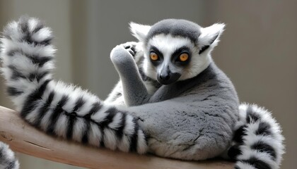  A Lemur With Its Fur Fluffed Up Trying To Appear 