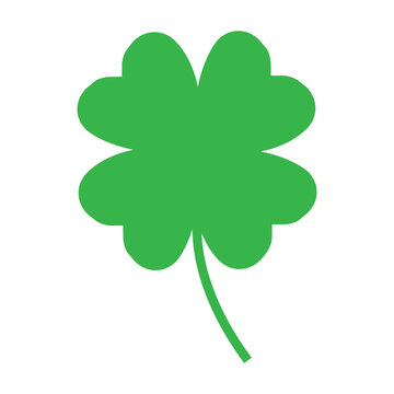recommend clip art: Good luck four leaf clover flat icon, Green shamrock, cloverleaf isolated on white  background.