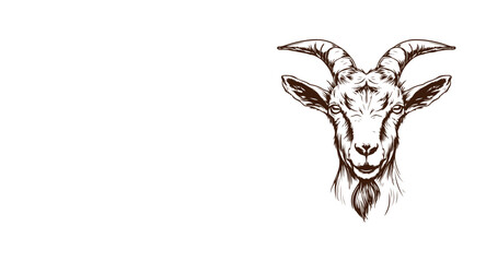 Goat portrait sketch - Goat head - vector illustration