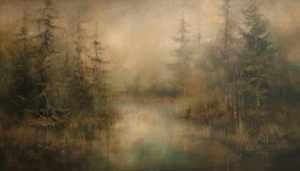 misty morning in the forest - obrazy, fototapety, plakaty