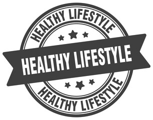 healthy lifestyle stamp. healthy lifestyle label on transparent background. round sign