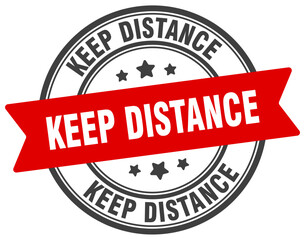 keep distance stamp. keep distance label on transparent background. round sign