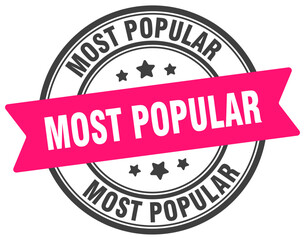 most popular stamp. most popular label on transparent background. round sign