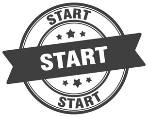 start stamp. start label on transparent background. round sign