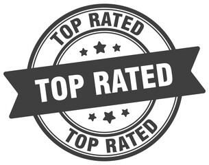 top rated stamp. top rated label on transparent background. round sign