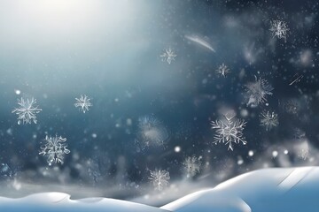Abstract winter background with falling snowflakes Generative AI
