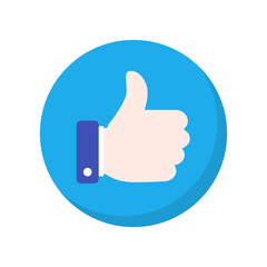 Like, thumb up icon vector in flat design. Excellent, good concept