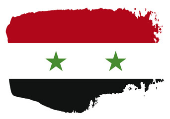 Syria flag with palette knife paint brush strokes grunge texture design. Grunge brush stroke effect