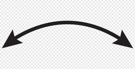 Dual sided arrow. Curved arc shape. Semicircular thin double ended arrow. Vector illustration - obrazy, fototapety, plakaty
