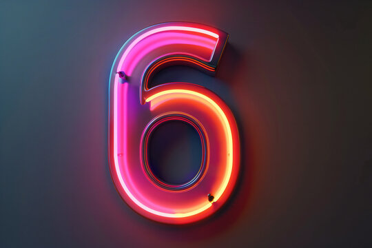 number six glow in the dark neon light