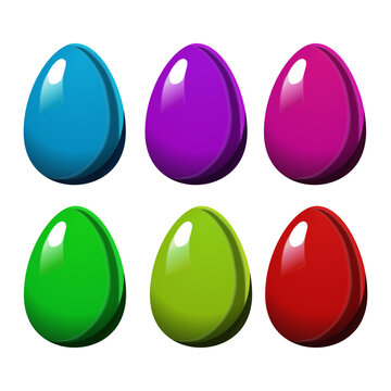 Colorful Easter glossy eggs on white background. Illustration in flat style. Vector clipart for design of card, banner, flyer, sale, poster, iconsНОВА