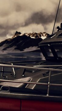 resque boat in cold northern sea