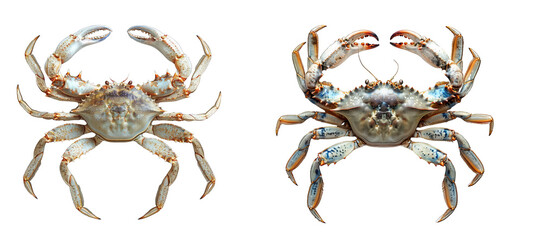Crab top view isolated on transparent background