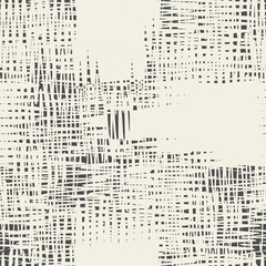 Macrame Check Tie Dye Seamless Pattern. Geometric Art Print. Shibory Minimalism Background. Scottish Watercolor. Japan Design. Geometric Monochrome Tartan Textile Imitation. White and Black - 763997597