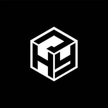 HYJ letter logo design with black background in illustrator, cube logo, vector logo, modern alphabet font overlap style. calligraphy designs for logo, Poster, Invitation, etc.