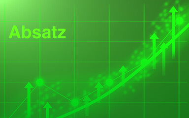 Absatz Schriftzug - grünes Geschäftsdiagramm zeigt Wachstum und Erfolg mit Pfeilen und Punkten, Geschäft, Büro, Wirtschaft, Diagramm, Pfeil, Geschäftsmann
