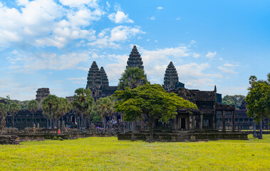 Popular tourist attraction ancient temple complex Angkor Wat - Siem Reap, Cambodia