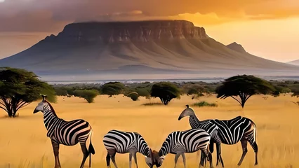 Poster zebra in the savannah © Attaul