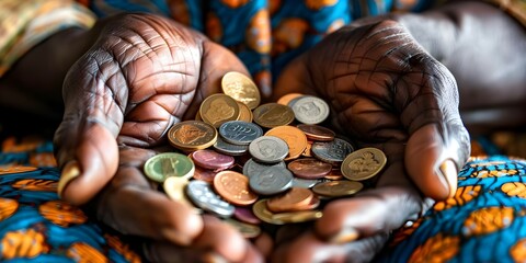 Counting Coins for Medication: Shedding Light on Healthcare Accessibility Challenges in Poverty. Concept Poverty, Healthcare Accessibility, Medication Costs, Counting Coins, Healthcare Challenges - obrazy, fototapety, plakaty