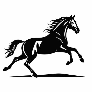 Horse black icon on white background. Horse silhouette