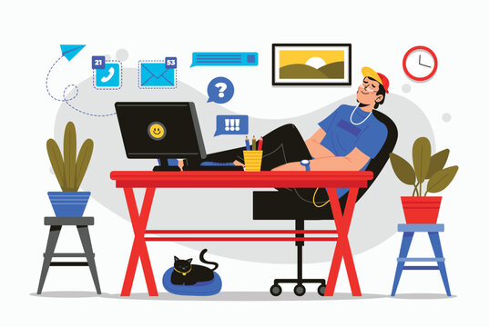 illustration of a person working on a computer
