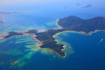 Gaya Island with coral reefs in Malaysia