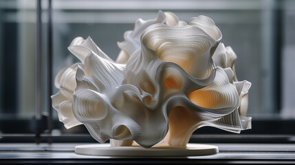 Artistic Sculpture Printing. Using a 3D printer to bring a digital sculpture to life, illustrating the fusion of technology and art in the creation of contemporary sculptures