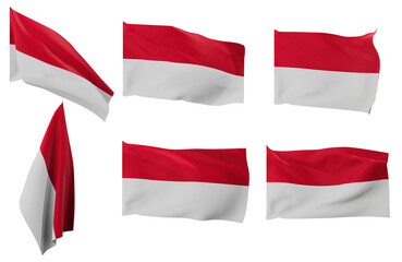 Large pictures of six different positions of the flag of Monaco