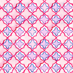 Marrakesh Pattern. Morrocan Majolica Design. Eastern Ogee Lattice. Damask Tile. Geometric Turkish Quatrefoil. Arabic Seamless Background. Blue and Indigo Vintage Arabesque. Moorish Trellis. - 764004743
