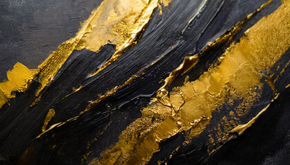 abstract black gold art texture, dynamic brushstrokes and palette knife strokes