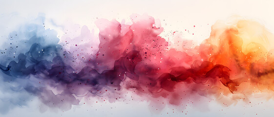 Ethereal pink and blue watercolor clouds blend together in a tranquil, dreamlike gradient - obrazy, fototapety, plakaty