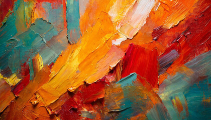 abstract art painting texture, vivid reds and oranges, symbolizing creativity and passion. Close-up shot, dynamic and expressive - obrazy, fototapety, plakaty