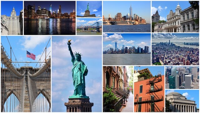 New York City landmark collage