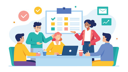 scrum board meeting business team planning tasks vector 5.eps