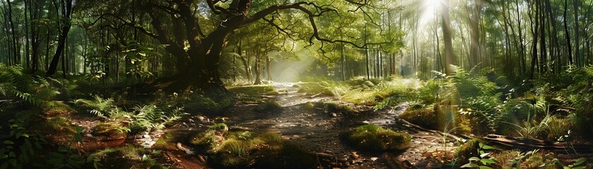 Obraz premium Immersive augmented reality experience of walking through an enchanted forest