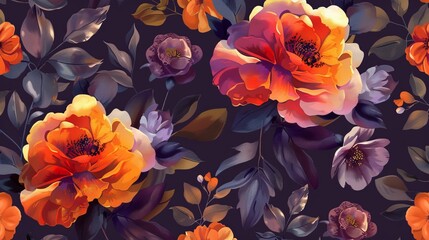 Seamless modern pattern featuring bold flowers. Elegance Seamless background with of flowers. Modern illustration of flowers.