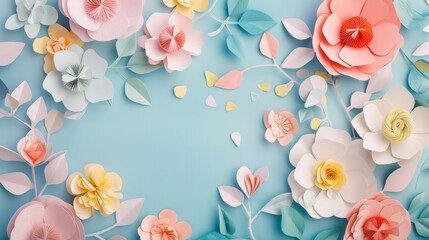 Background made out of paper flowers
