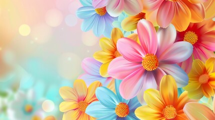 This spring sale background with a beautiful colorful flower is a modern illustration template with banners, wallpaper, invitations, posters, brochures, and vouchers. - obrazy, fototapety, plakaty